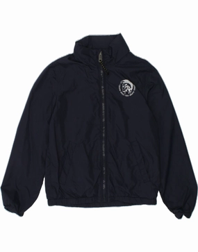 SnapFasteners Bracelet DIESEL Boys Graphic Hooded Bomber Jacket 5-6 Years Navy Blue Nylon
