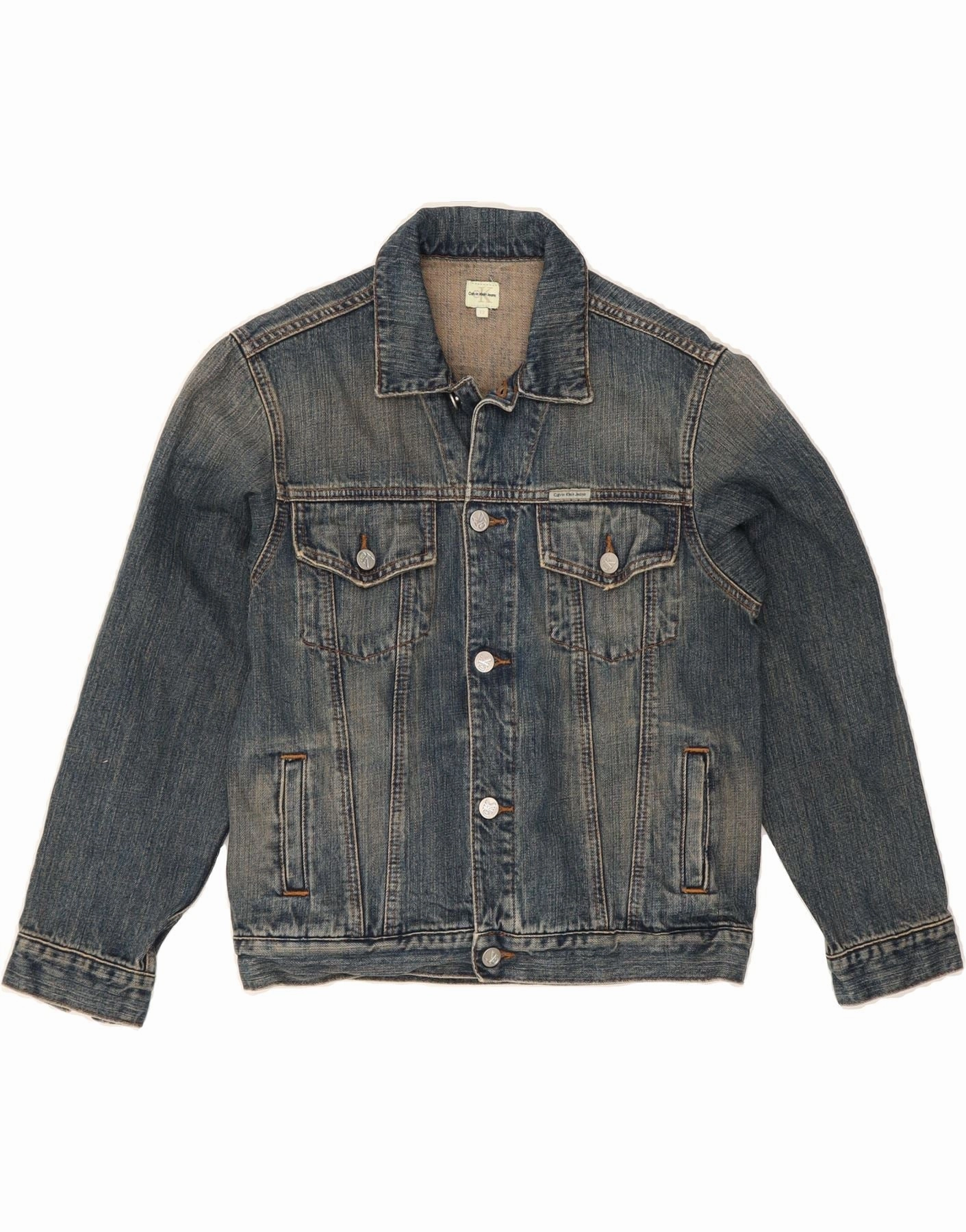 CALVIN KLEIN Boys Denim Jacket 11-12 Years Navy Blue Cotton Paper Maximize