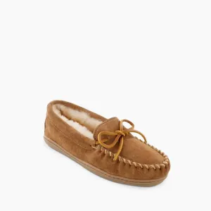 Women's Sheepskin Hardsole Moccasins In Tan Pebble Grain