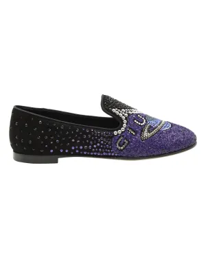 Giuseppe Zanotti Crystal Embellished Uranus Smoking Slippers in Black Suede Office-Ready Footwear Move Guard