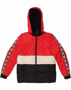 DIESEL Boys Graphic Padded Jacket 11-12 Years Red Colourblock Nylon Keep