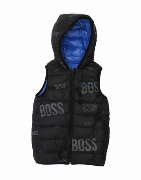 Barrier Seam Construction picnic - goers HUGO BOSS Boys Graphic Hooded Padded Gilet 7-8 Years Black Polyamide