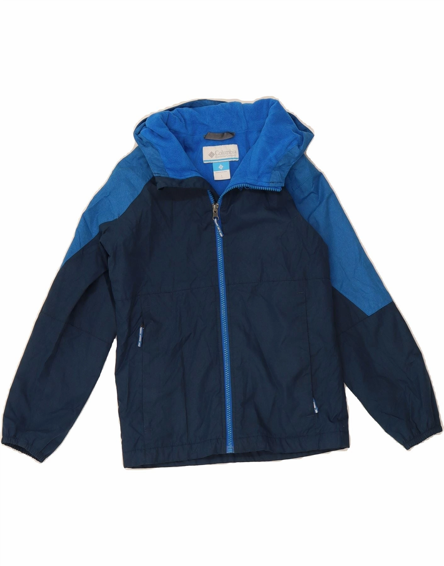 Socks COLUMBIA Boys Windbreaker Jacket 7-8 Years Small Navy Blue Colourblock