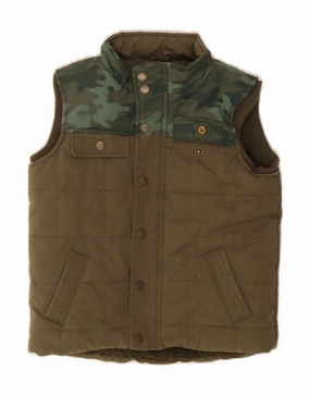 Protective Padding FAT FACE Boys Padded Gilet 6-7 Years Green Camouflage Polyester