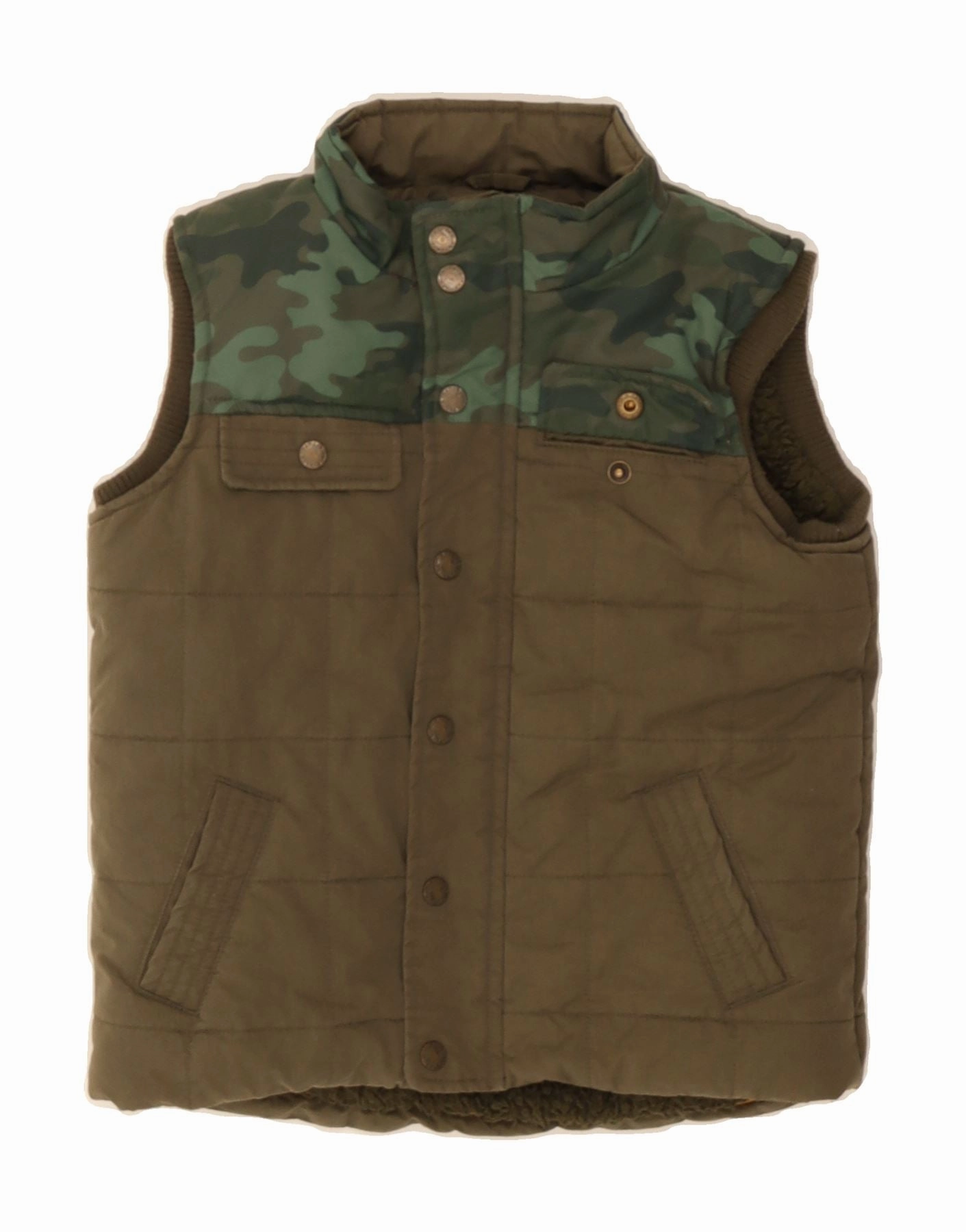 Protective Padding FAT FACE Boys Padded Gilet 6-7 Years Green Camouflage Polyester