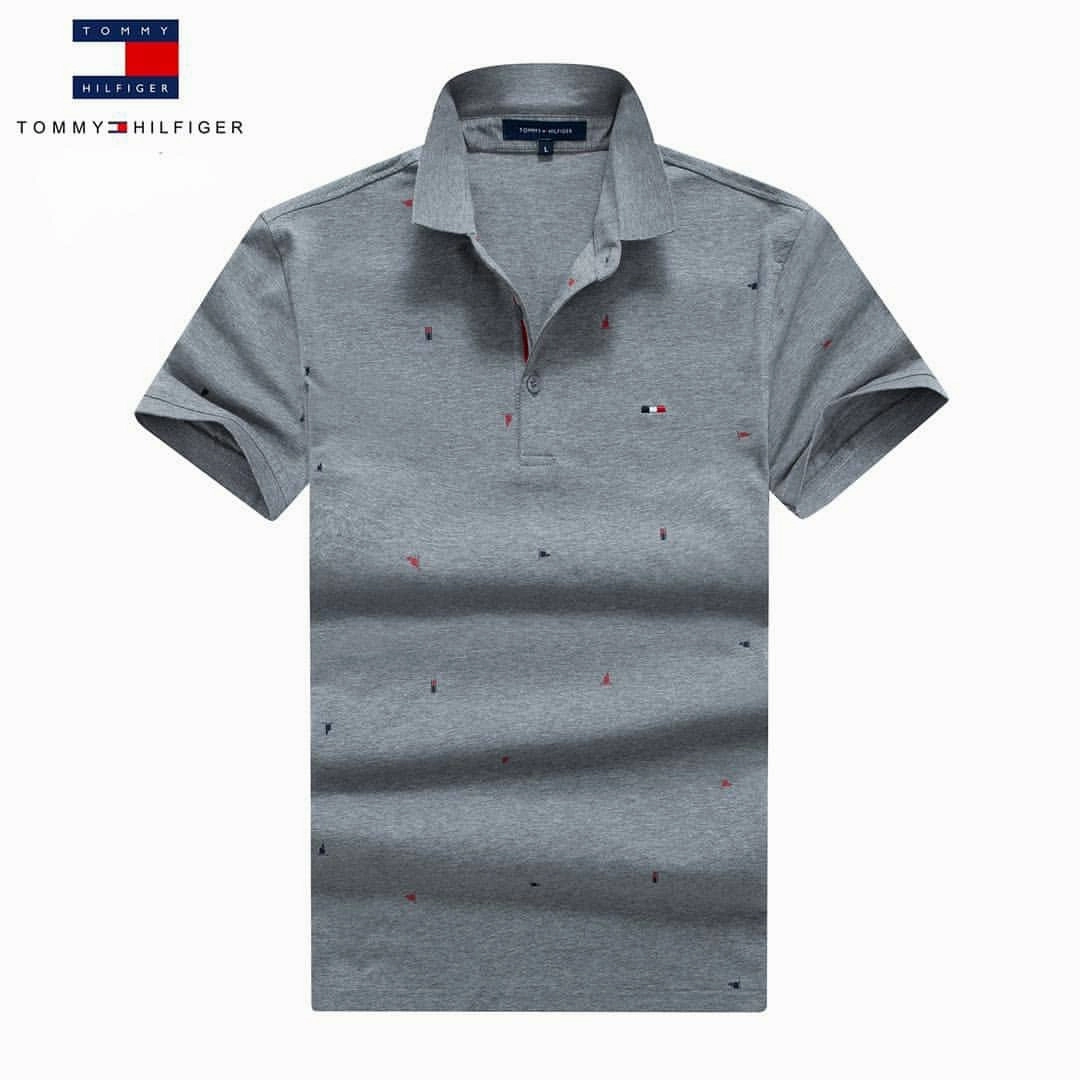 Tommy Hilfiger  Grey Men Polo Casual Comfort Wear Simple Look