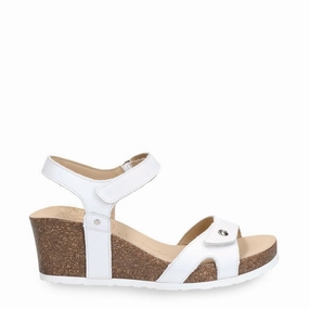 Sleek Choice Women's Julia B1 Wedge White Leather Sandals