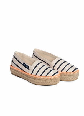 Glow Step Day Style Women's Platform Espadrilles In Ecru/navy/basket