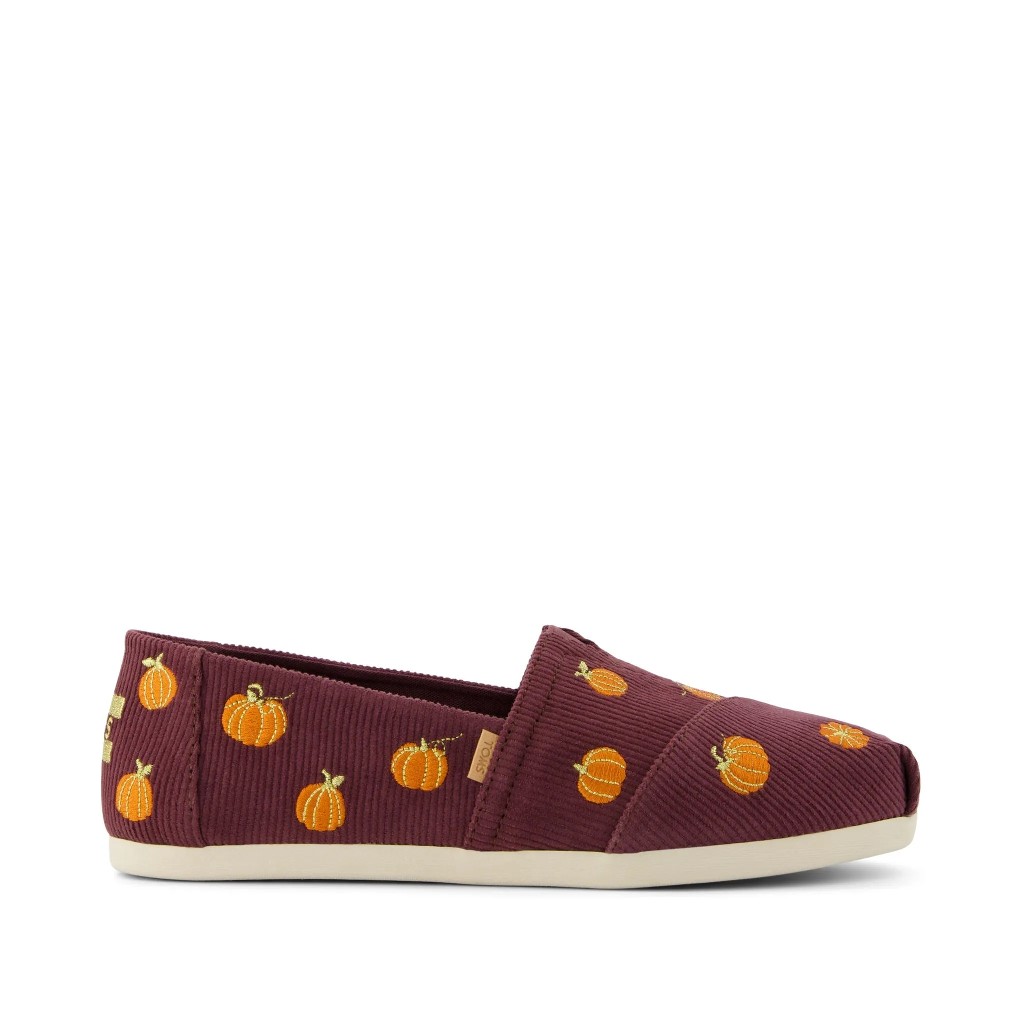 Classic Alpargata Burgundy Corduroy Embroidered Pumpkins Local Taste Quick Motion