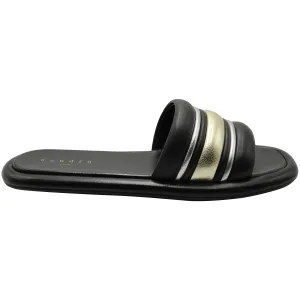 Mature Gentleman Sandro Paris Tam Slide Sandals in Black Leather