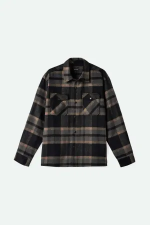 Selden Soft Brushed L/S Flannel Overshirt - Black/Charcoal Round Collar