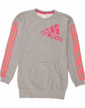 Regular-fit ADIDAS Girls Graphic Sweatshirt Jumper Dress 13-14 Years Grey Cotton