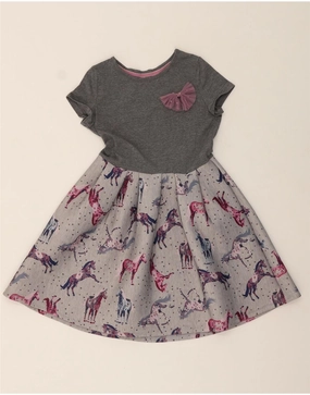 MONSOON Girls A-Line Dress 11-12 Years Grey Animal Print Polyester Layering-Piece Floor-Length