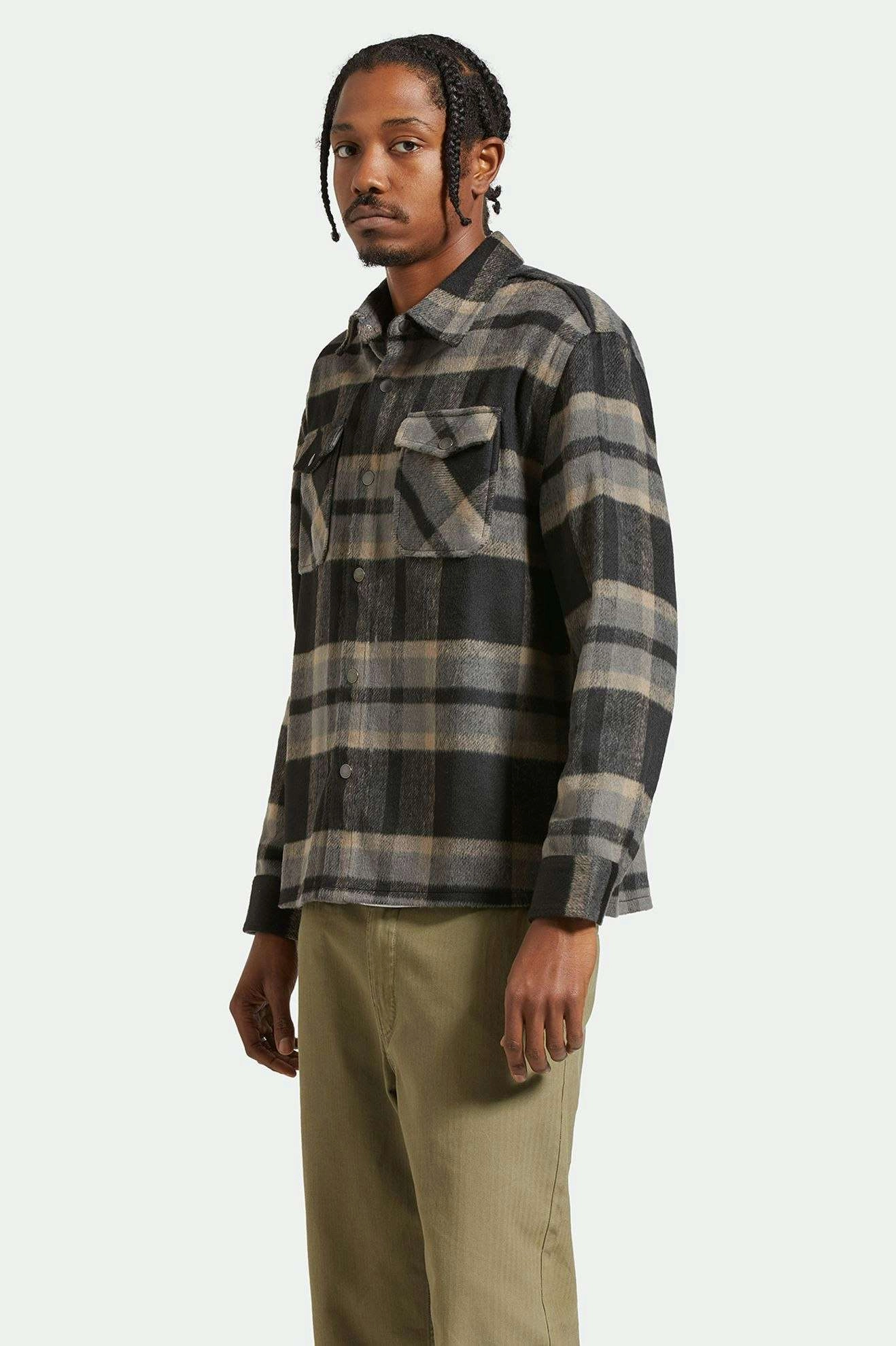 Customizable Option Customizable Design Selden Soft Brushed L/S Flannel Overshirt - Black/Charcoal