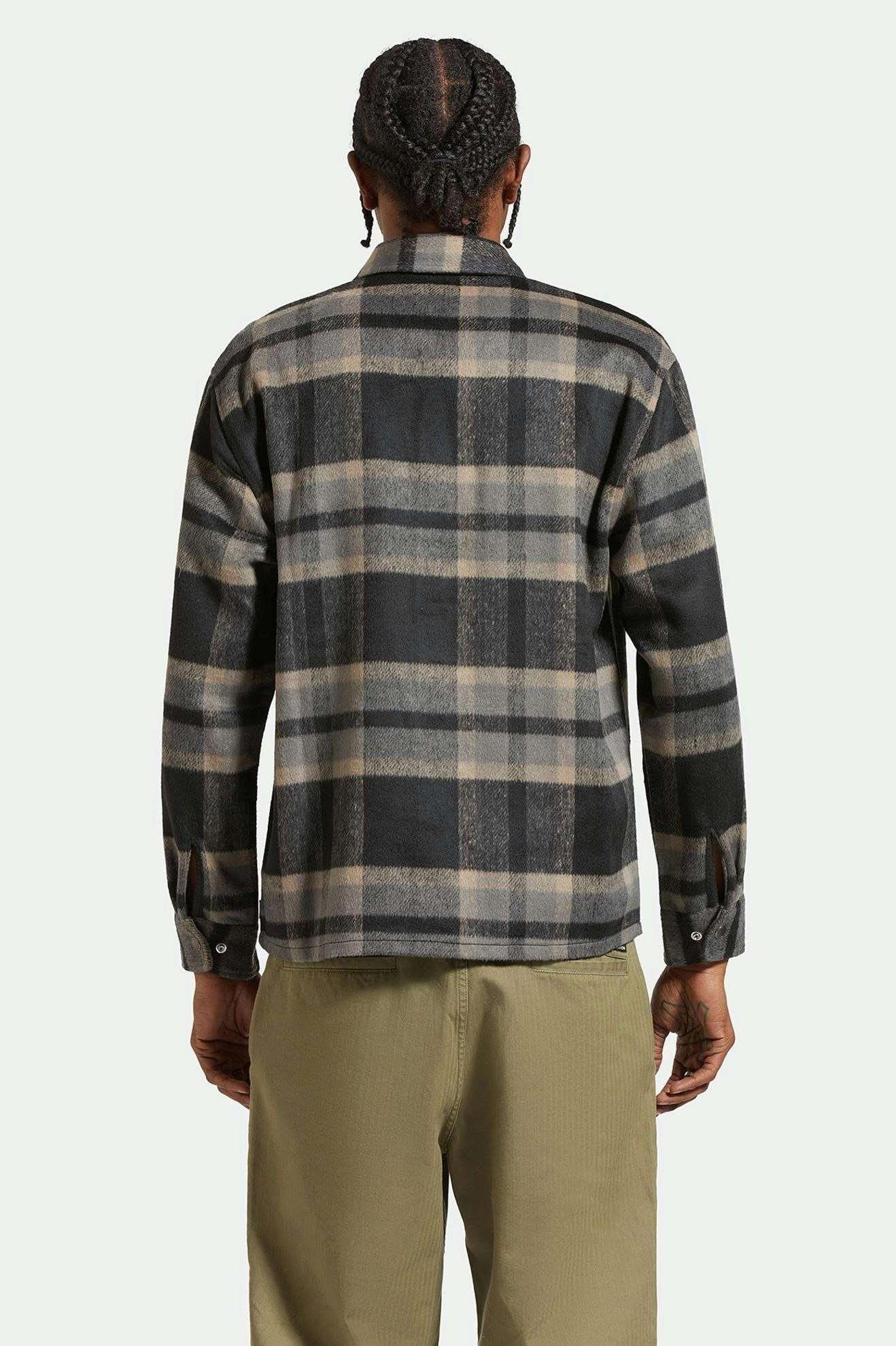 Pre Shrunk Cotton Blend elegant design Selden Soft Brushed L/S Flannel Overshirt - Black/Charcoal
