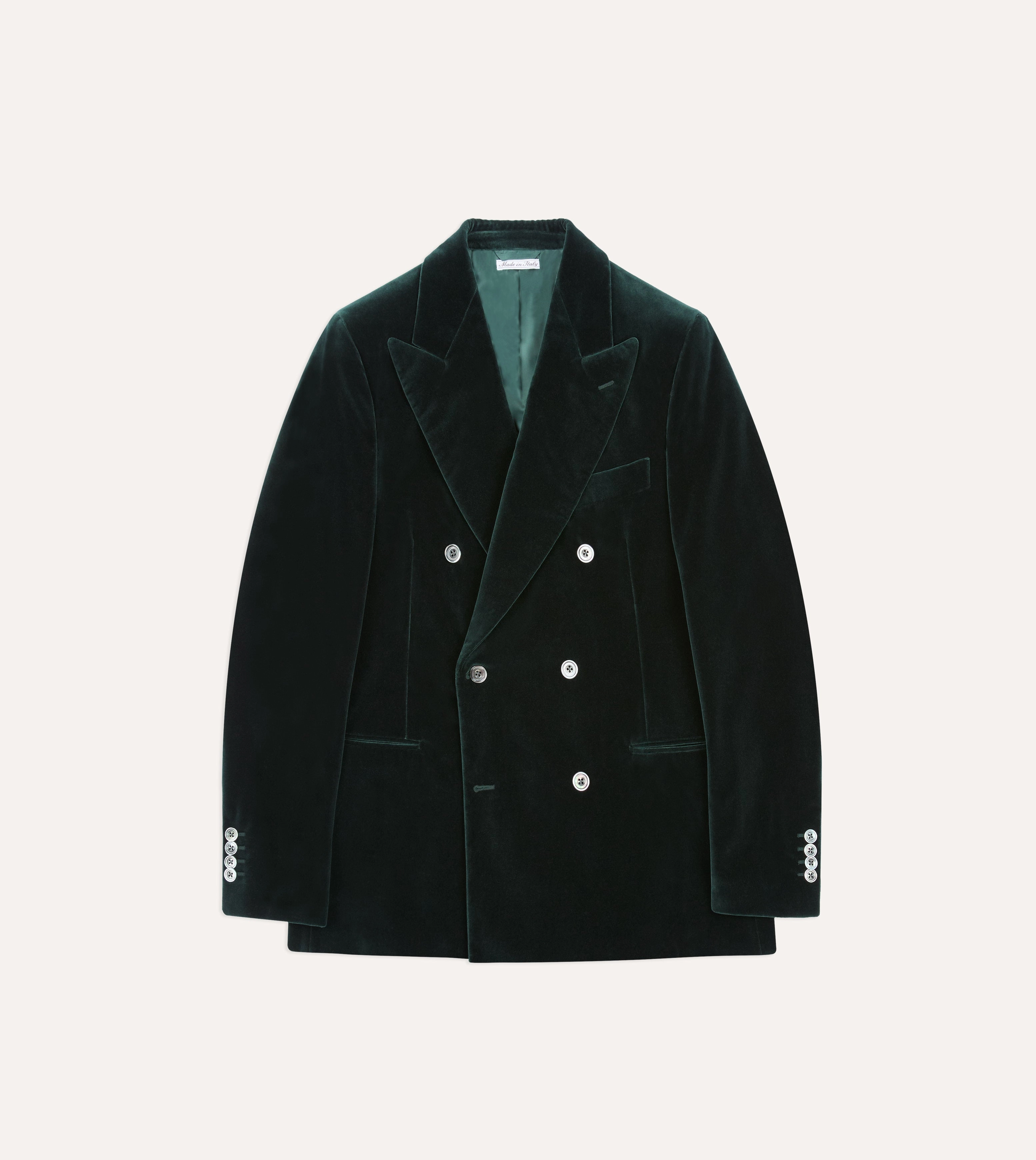 Business Fit Elegant Layering Green Velvet Double-Breasted Blazer