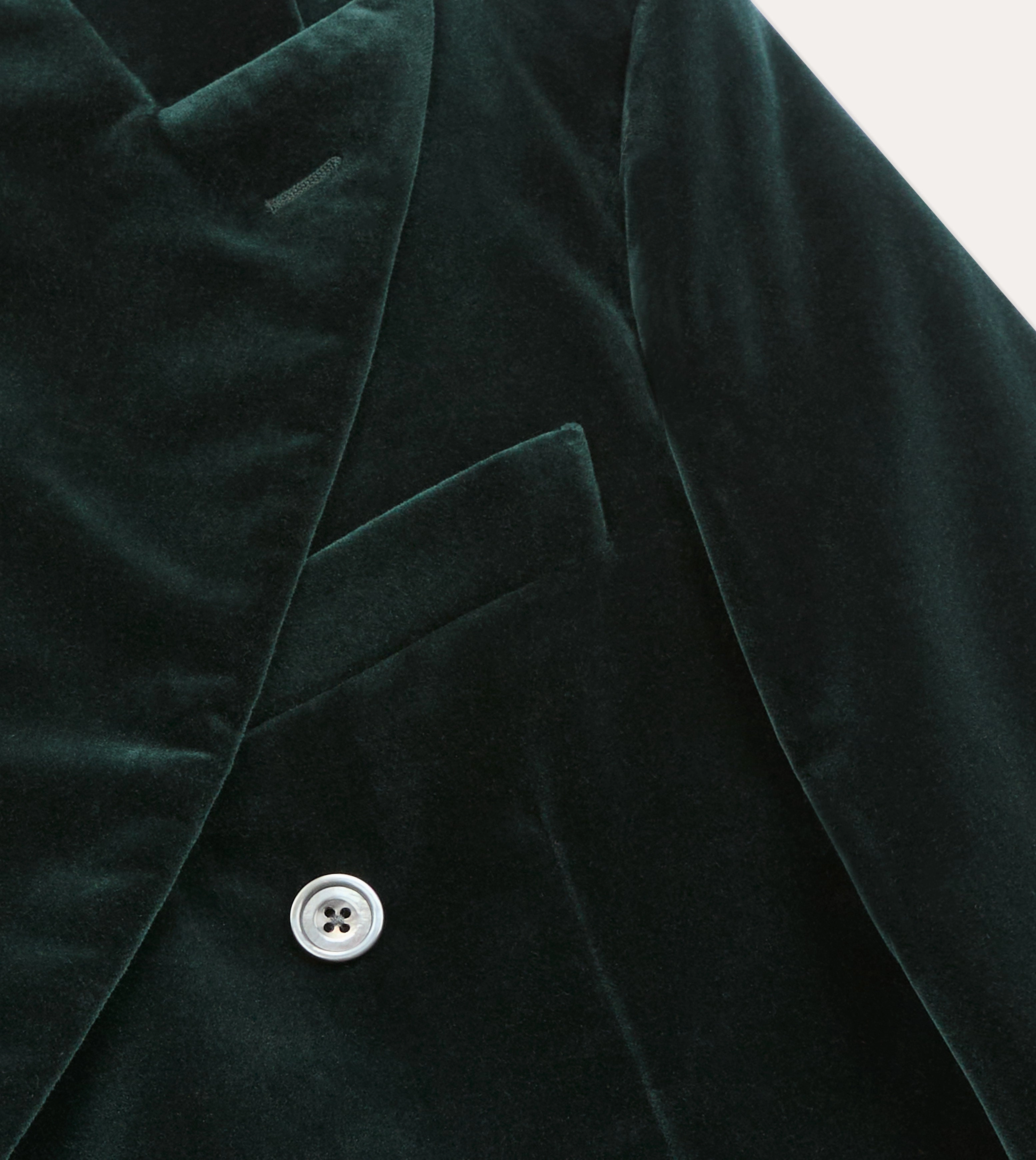 Elegant Style Formal Wear Green Velvet Double-Breasted Blazer
