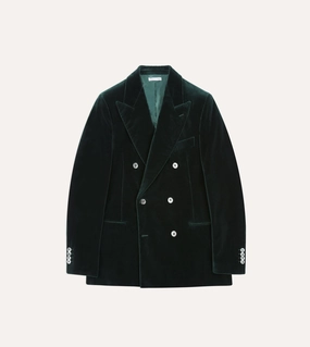 Business Fit Elegant Layering Green Velvet Double-Breasted Blazer