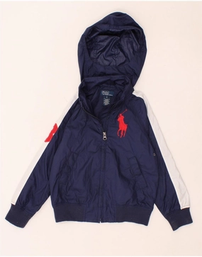 POLO RALPH LAUREN Boys Graphic Bomber Jacket 5-6 Years Navy Blue Mountain Meditation