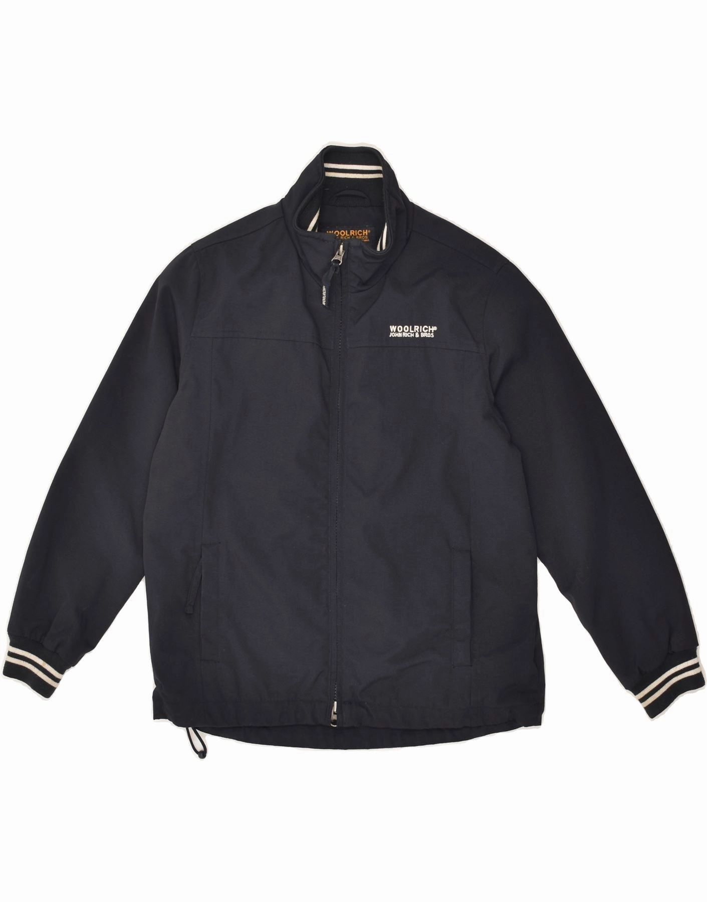 WOOLRICH Boys Graphic Bomber Jacket 9-10 Years Navy Blue Polyester Dance