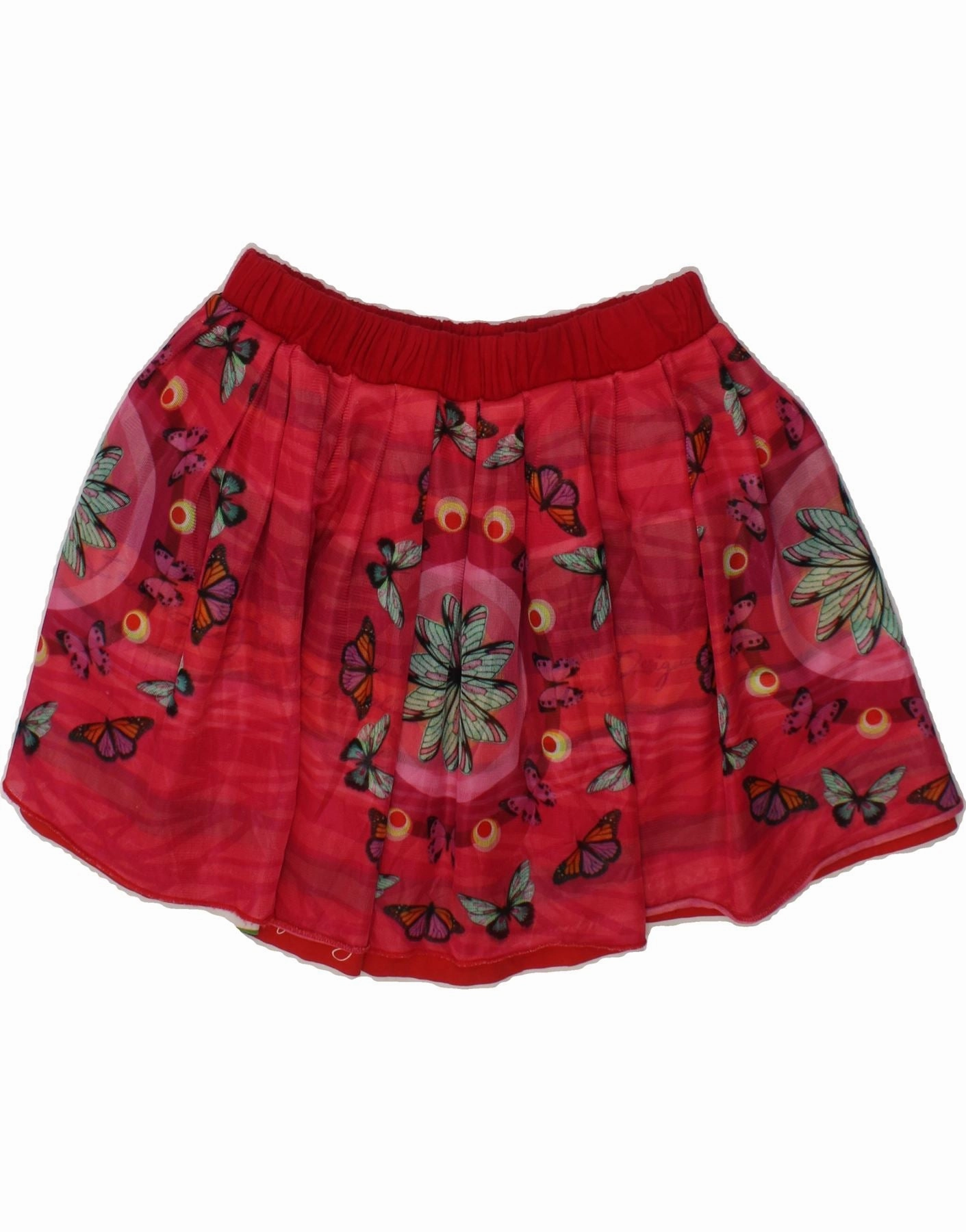 DESIGUAL Girls Graphic Mini Skirt 9-10 Years W24  Pink Cotton Butterfly Shore Time