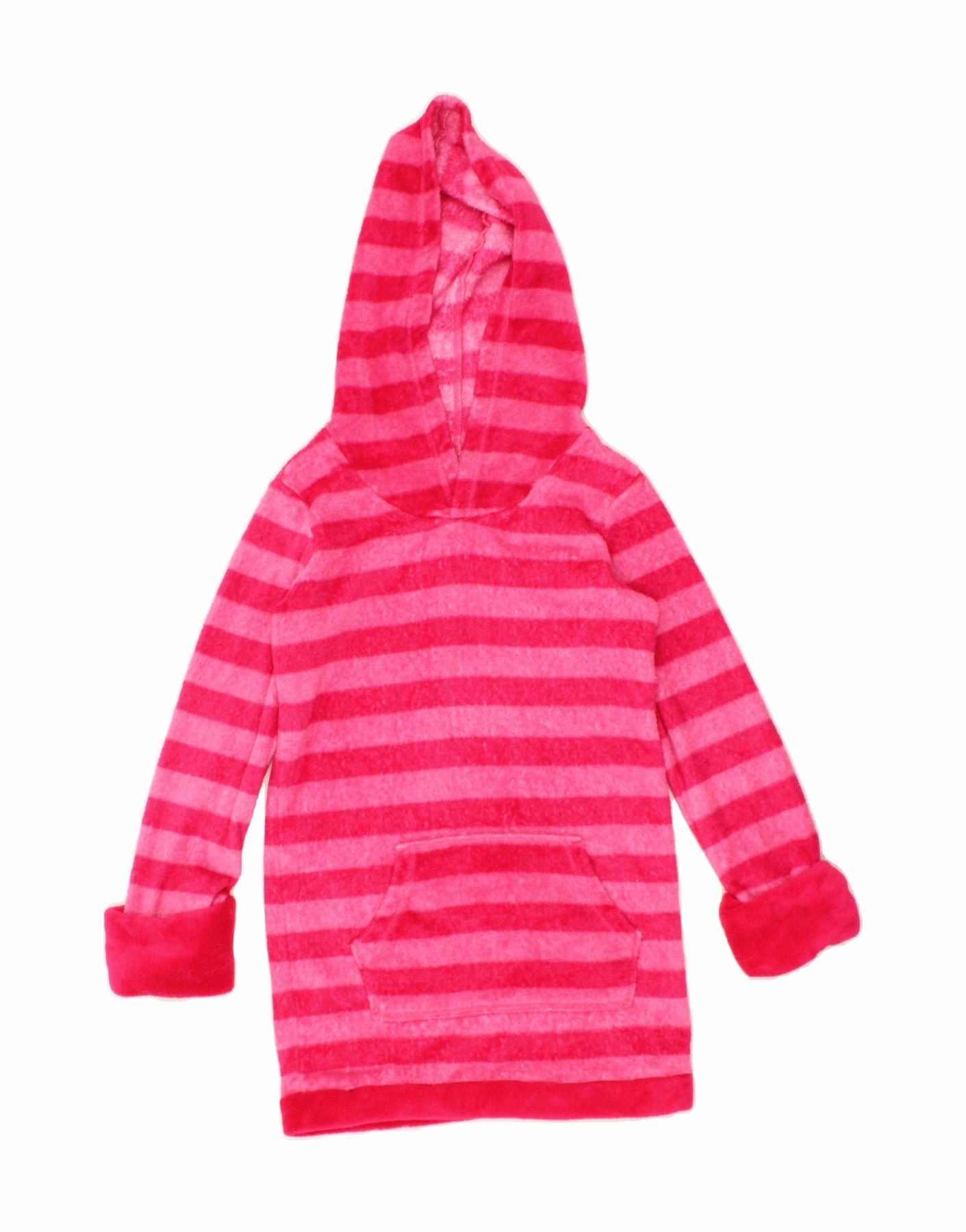 Comfy Wear Smooth Motion GAP Girls Hooded Fleece Jumper Dress 11-12 Years Pink Striped Polyester