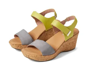 Summer Platform Wedge In Smoke Gray Nubuck/soft Lime Leather Relaxed Support