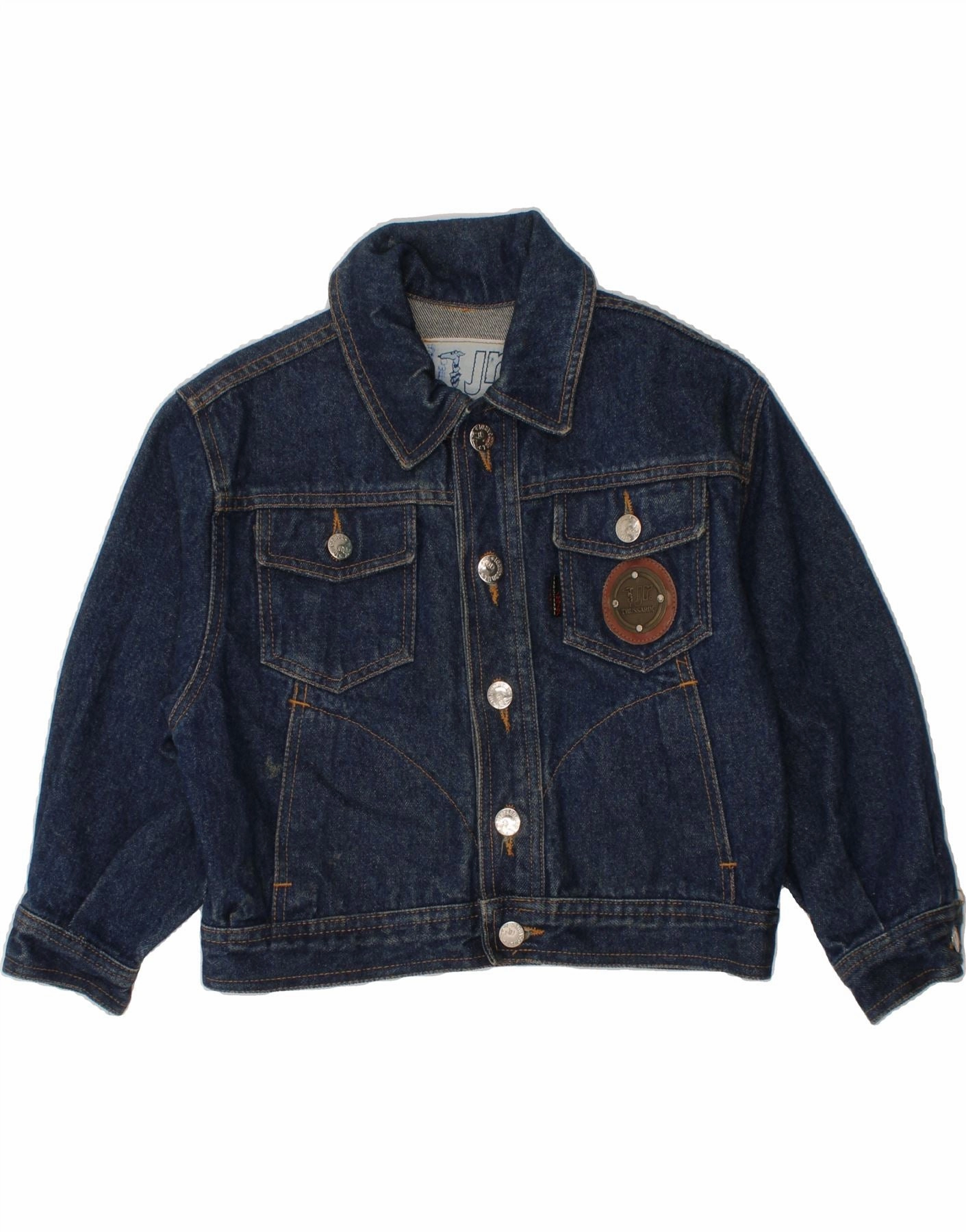 low quality Silk TRUSSARDI Boys Denim Jacket 3-4 Years Navy Blue Cotton