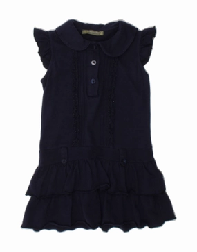 Work Fitwear TRUSSARDI Girls Polo Dress 2-3 Years Navy Blue Cotton