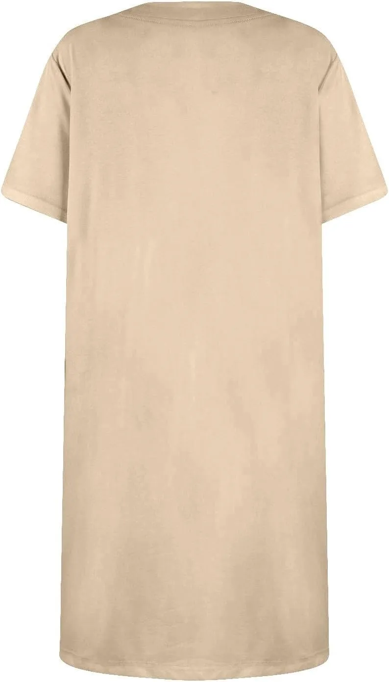 Tshirt Dress Women Summer Short Sleeve Square Neck Mini Dress Casual Cute Shift Vacation Beach Dress with Pockets