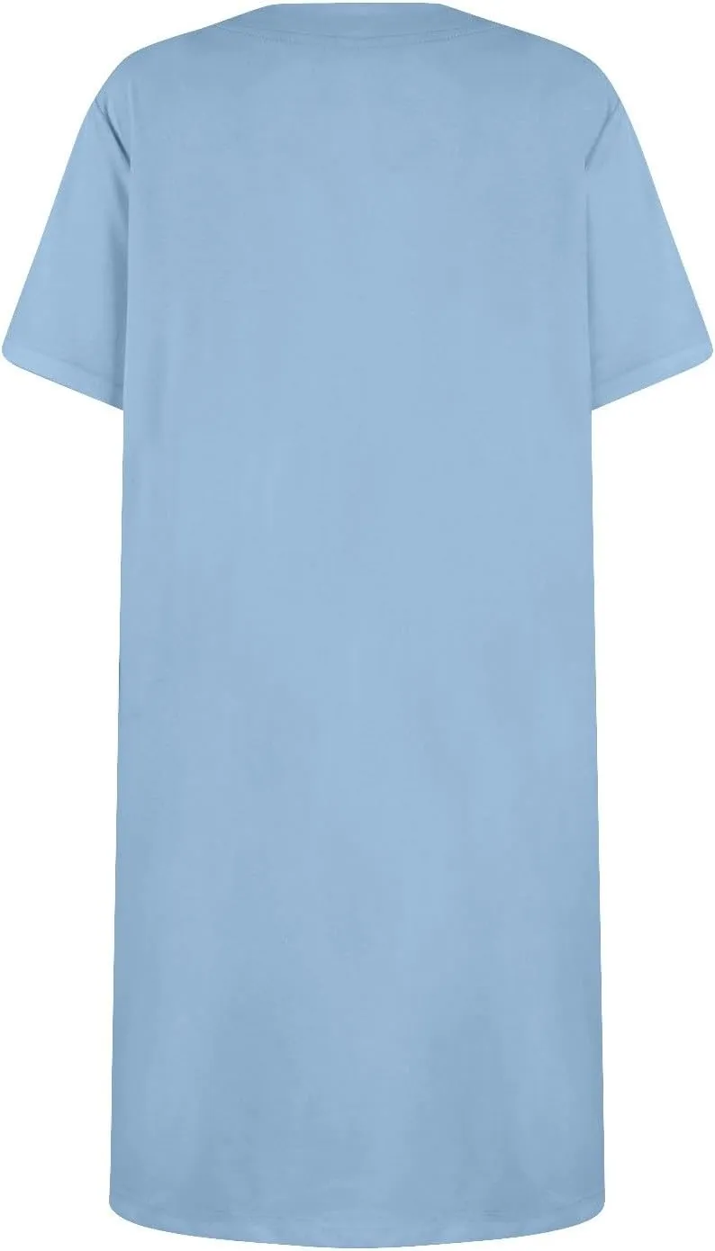Tshirt Dress Women Summer Short Sleeve Square Neck Mini Dress Casual Cute Shift Vacation Beach Dress with Pockets