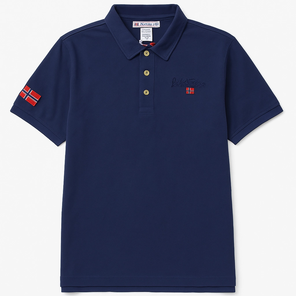 Comfortable Shape Casual Style Wear Norway Navy Blue Men Polo