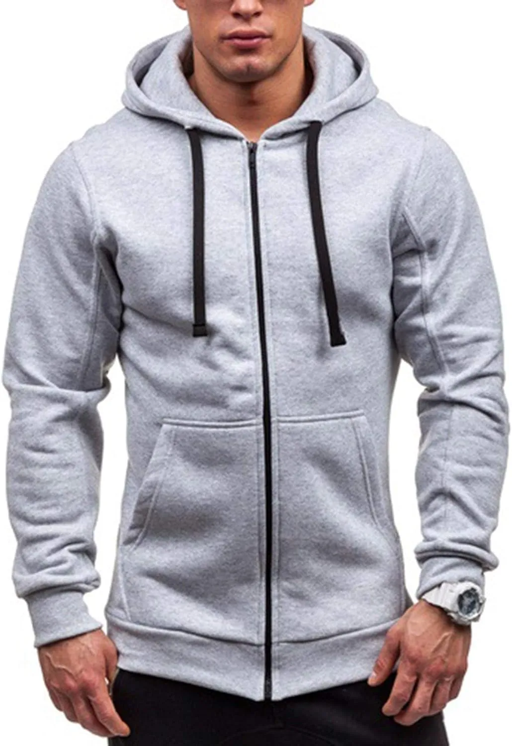 TUQIDEWU Mens Hoodies Pullover, Quarter Zip Pullover Men Hoodie, Mens Sweatshirts Crewneck, Sweatshirts for Men Hoodies Casual Full Zip Solid Stitching Drawstring Coats with Pockets Gray