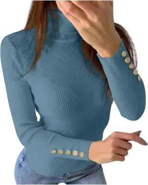 Turtleneck Sweater Women Fall Trendy Thermal Slim Fitcropped Sweater Long Sleeve Oversized Pullover Sweater 2024