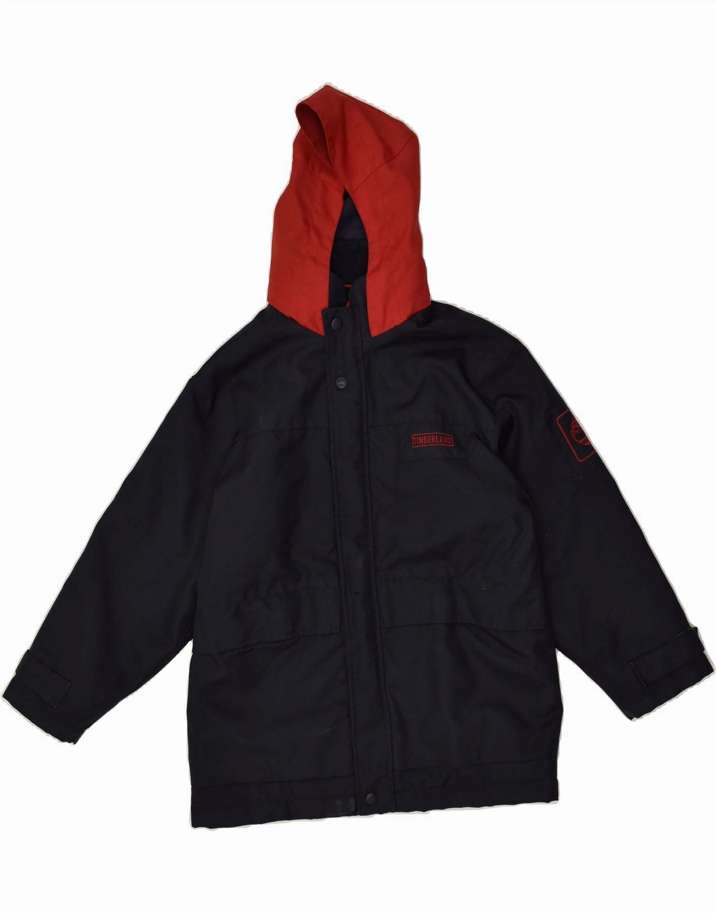 Assignment Fresh Layer TIMBERLAND Boys Hooded Rain Jacket 9-10 Years Navy Blue Colourblock