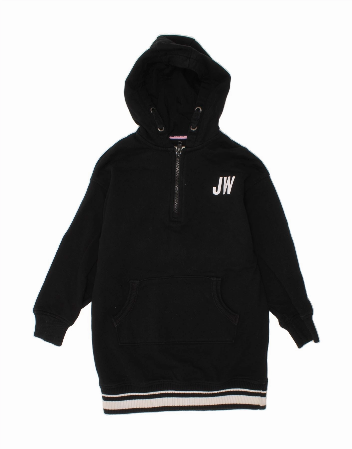JACK WILLS Girls Hoodie Dress 5-6 Years Black Cotton UV-Resistant