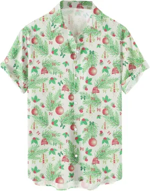 Ugly Christmas Shirts for Men 2024, Mens Ugly Christmas Shirt Short Sleeve Slim Fit Hawaiian Shirts
