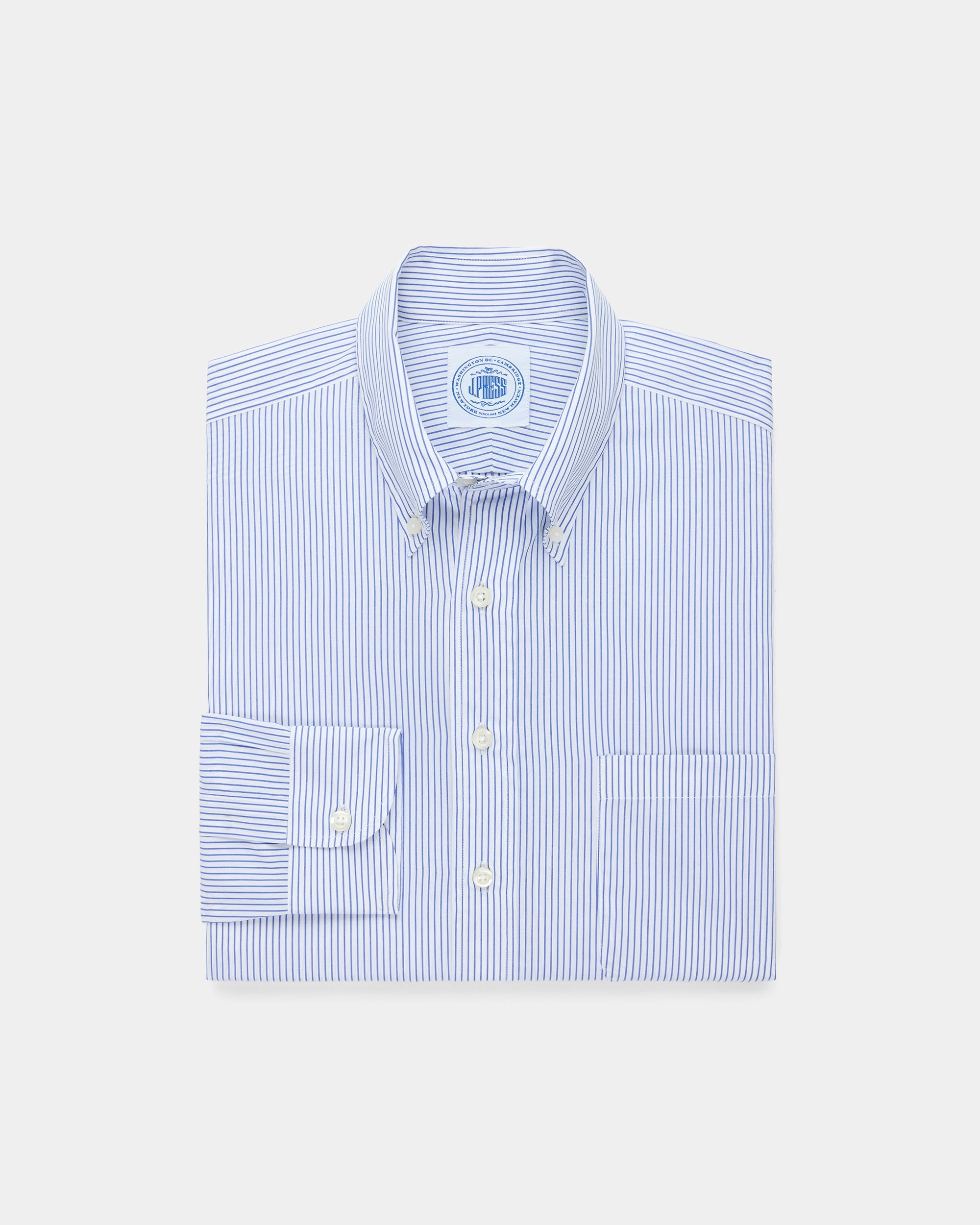 Made-in-USA Dark Blue Pencil Stripe Button Down Shirt - Classic  Fit Comfort Stretch Multi Pocket Utility