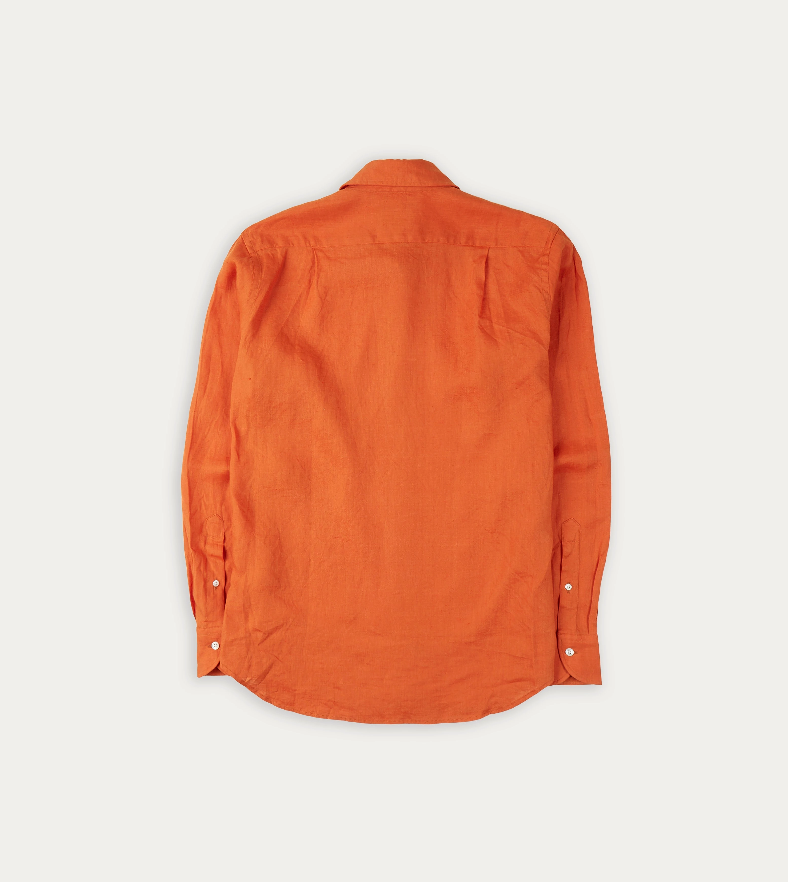 Vibrant Hue Stylish Appearance Orange Linen Spread Collar Shirt