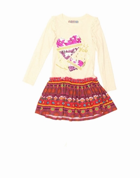 DESIGUAL Girls Graphic T-Shirt Dress 11-12 Years Yellow Cotton Stylish dinner attire