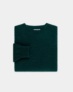 Made-in-Scotland Forest Green Shaggy Dog Sweater  - Trim Fit Soft Layering