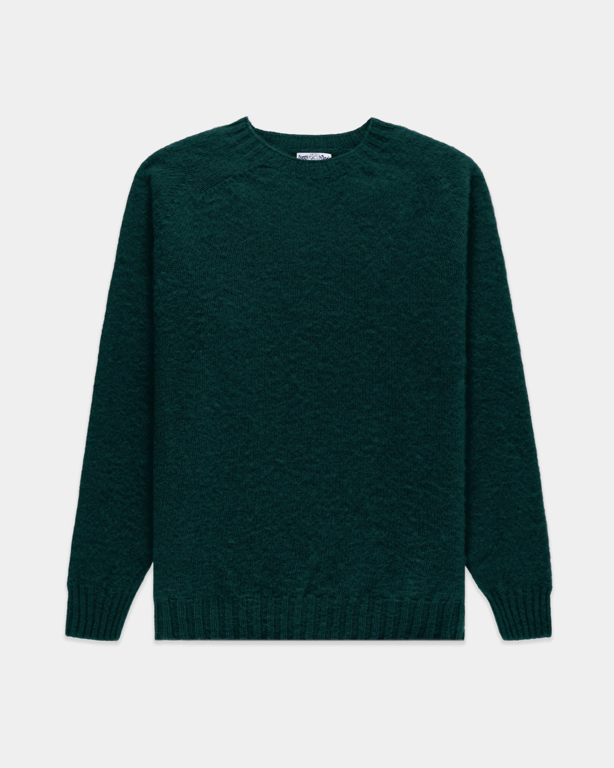 Made-in-Scotland Forest Green Shaggy Dog Sweater  - Trim Fit Soft & Cozy