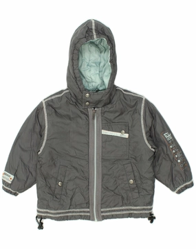 DIESEL Boys Hooded Windbreaker Jacket 2-3 Years Grey Polyamide Emblem