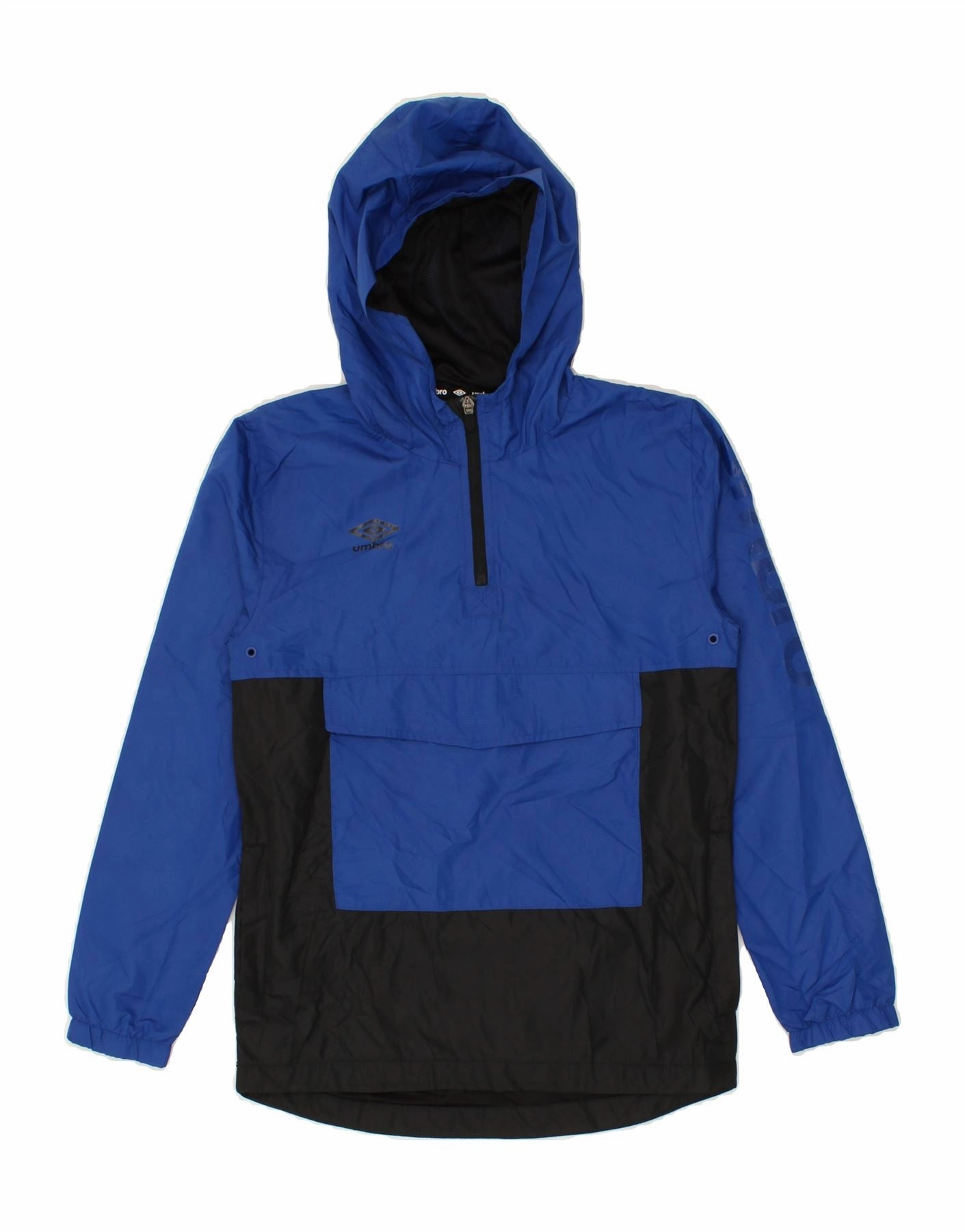 Street Edge UMBRO Boys Graphic Hooded Anorak Jacket 12-13 Years Blue Colourblock
