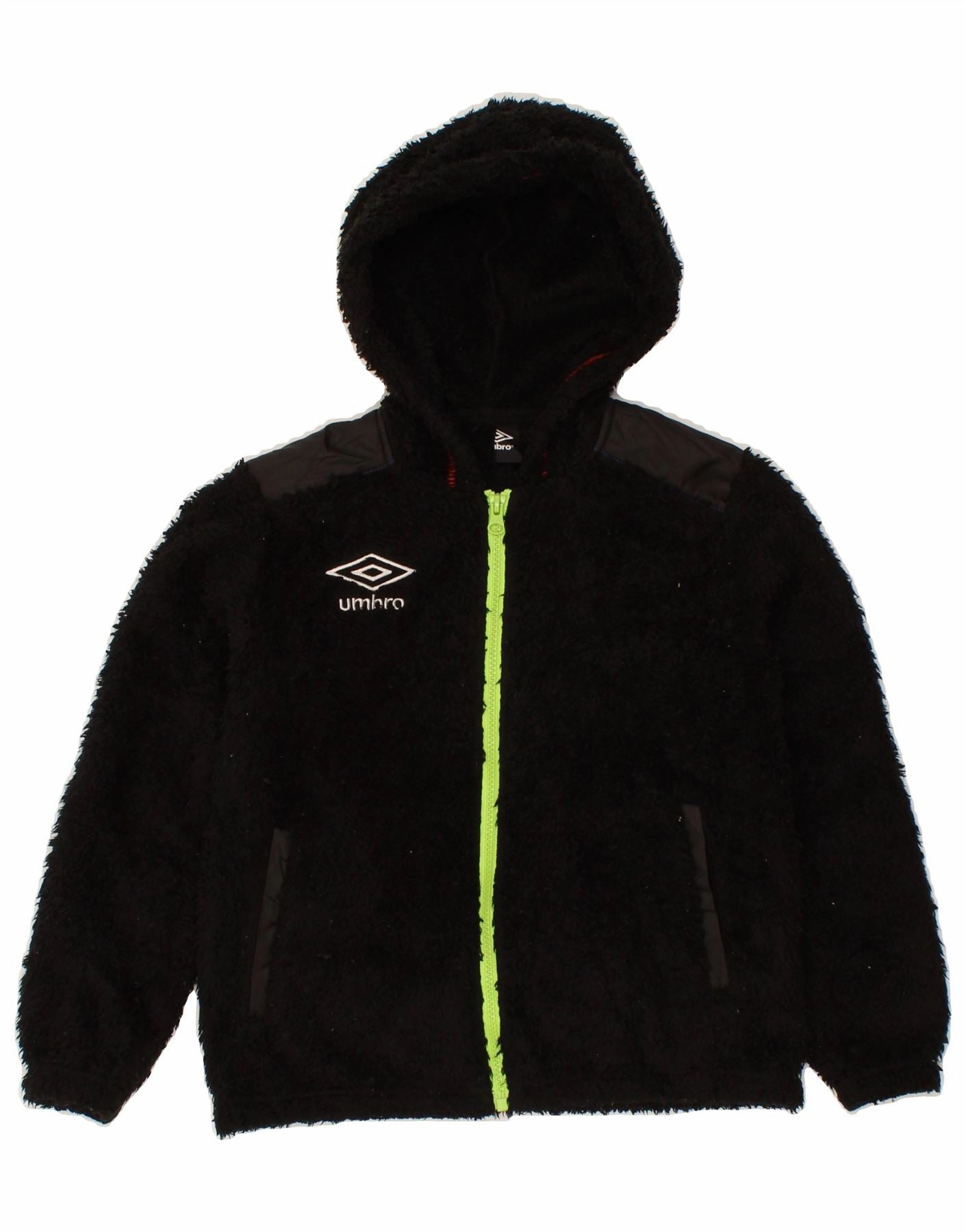 Trail Travel UMBRO Boys Graphic Hooded Fleece Jacket 8-9 Years Black