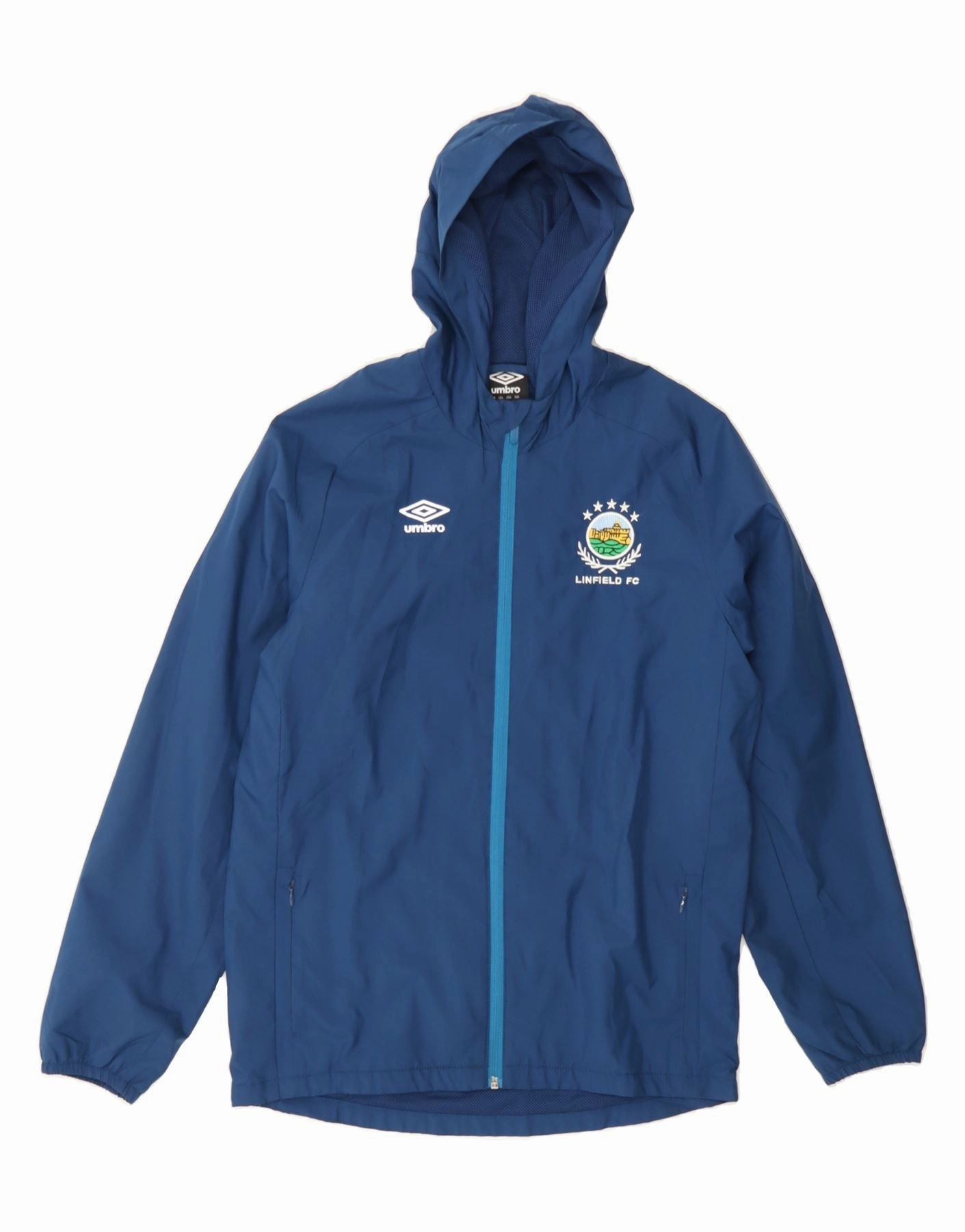 Promote UMBRO Boys Graphic Hooded Rain Jacket 13-14 Years XL Navy Blue Polyester
