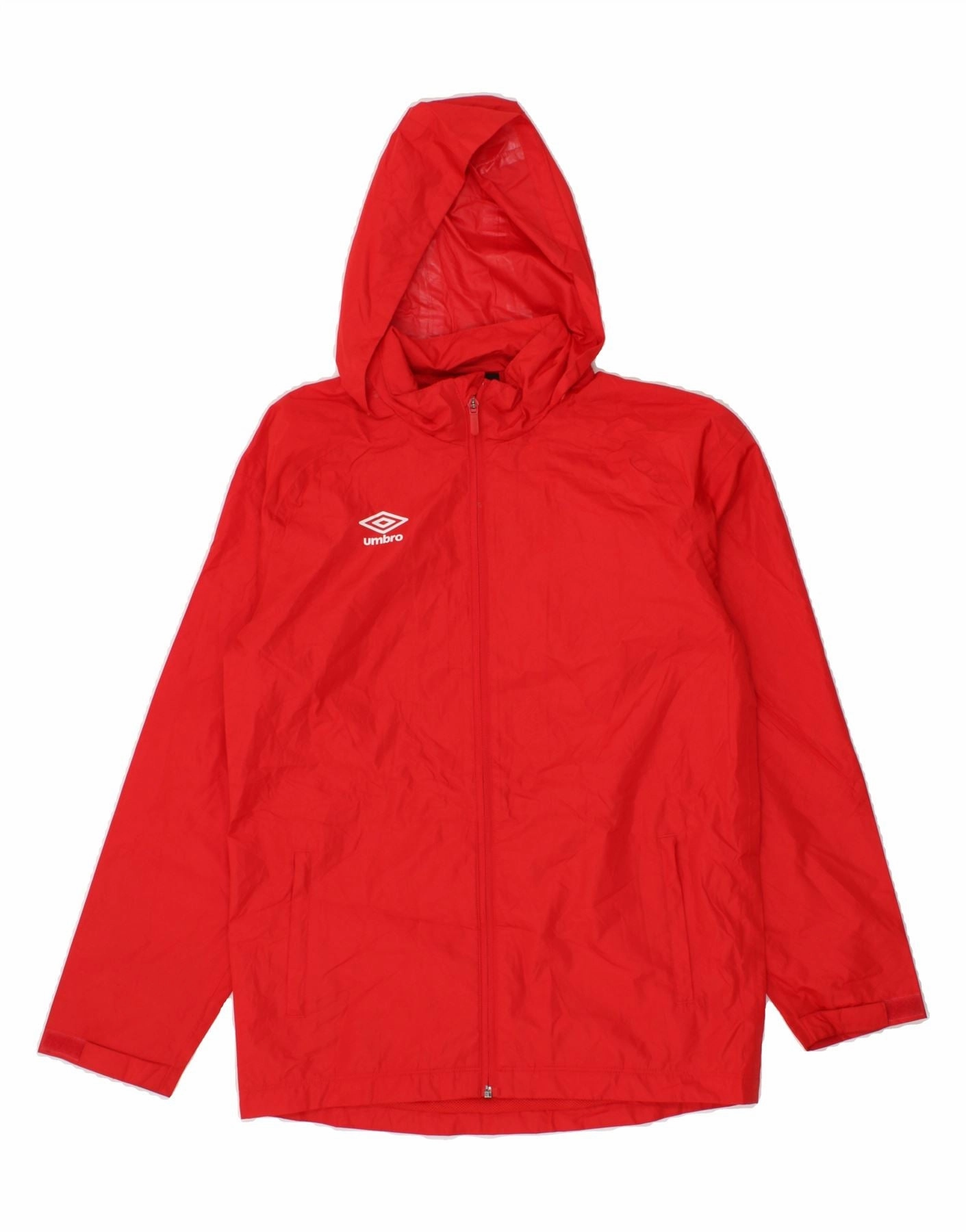 UMBRO Boys Hooded Rain Jacket 13-14 Years XL Red Polyester Gore-Tex
