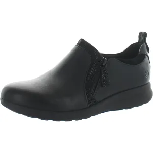 Comfortable Leather Shoes Un Adorn Zip Womens Leather Slip On Loafers
