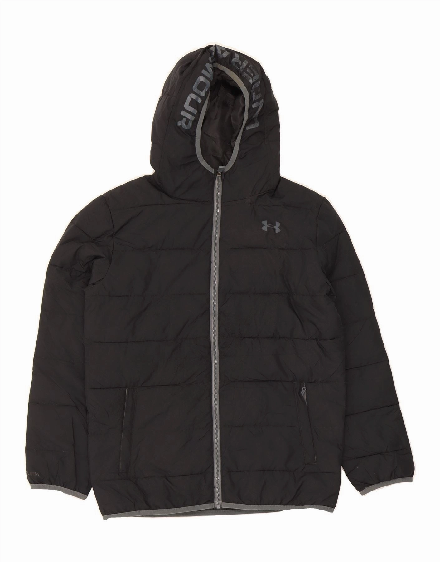 clean design evening UNDER ARMOUR Boys Graphic Hooded Padded Jacket 11-12 Years Large Navy Blue