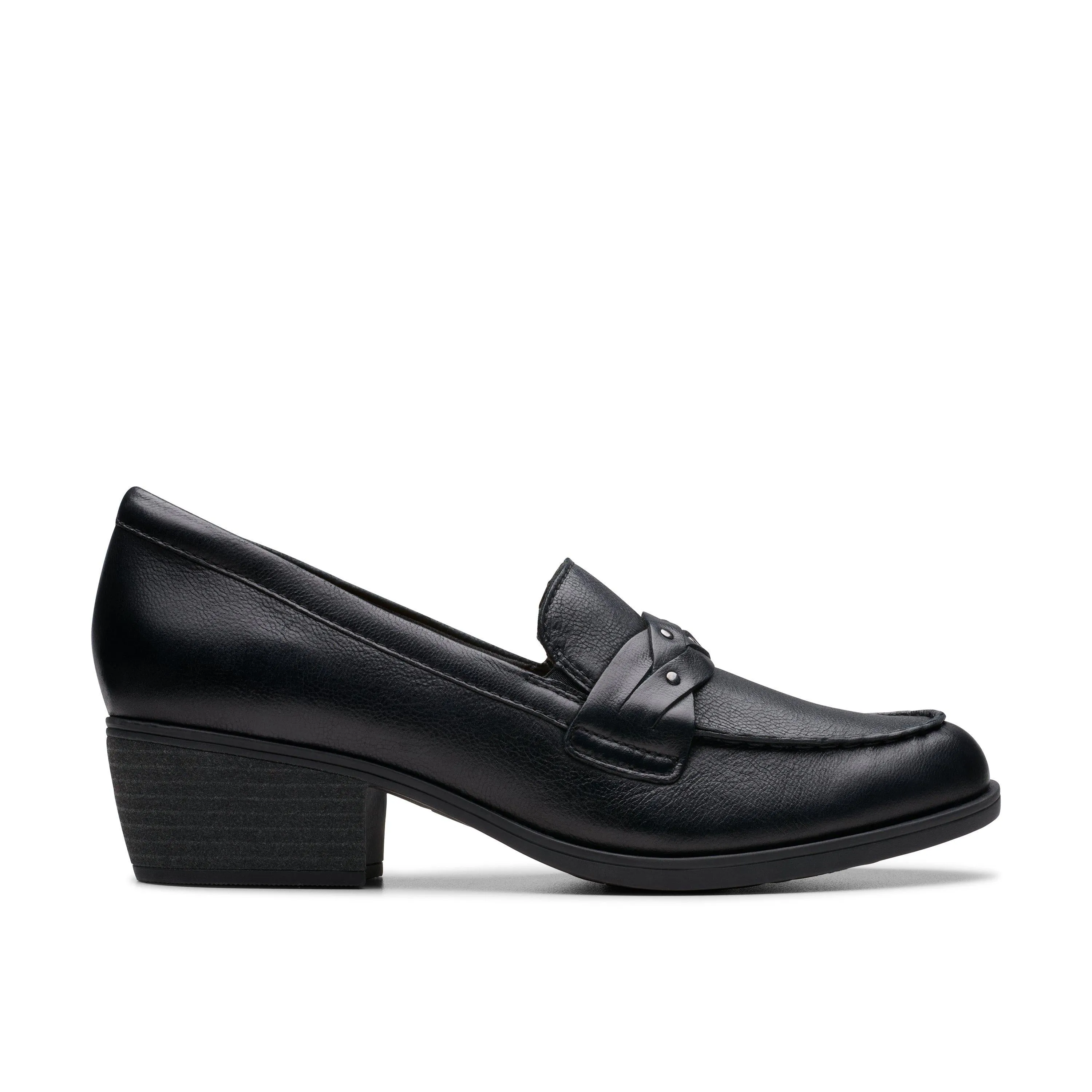 Sharp Profile Wide Walk Clarks Charlten Echo in Black Leather
